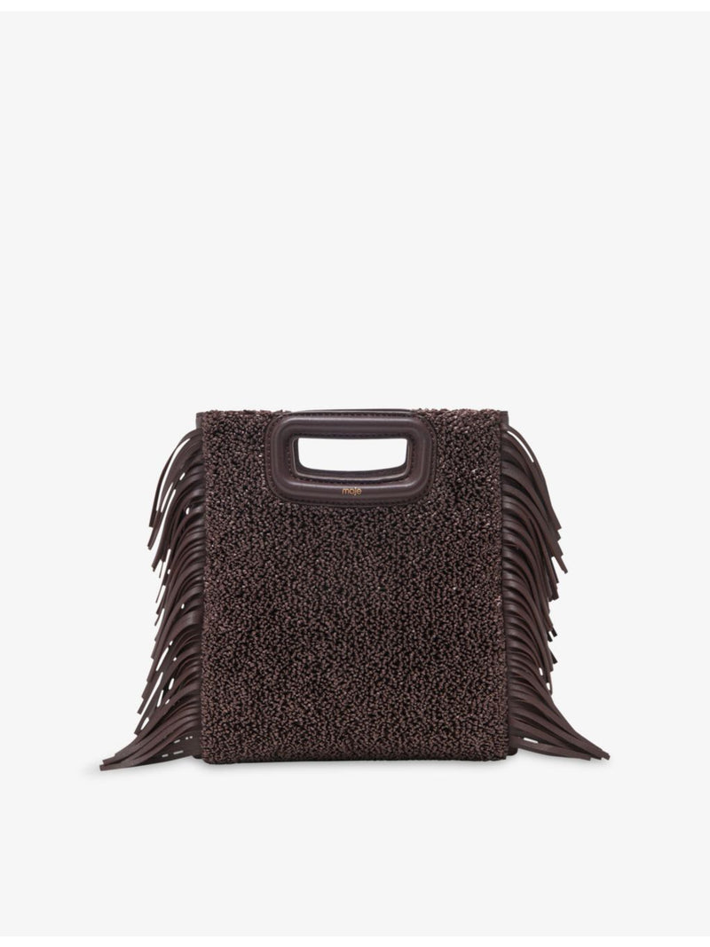 Maje fringed raffia shoulder bag with magnetic fastening - British product