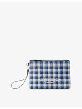 selfridges Jimmy Choo Gingham Raffia Zipped Pouch- Buy online at McGrocer