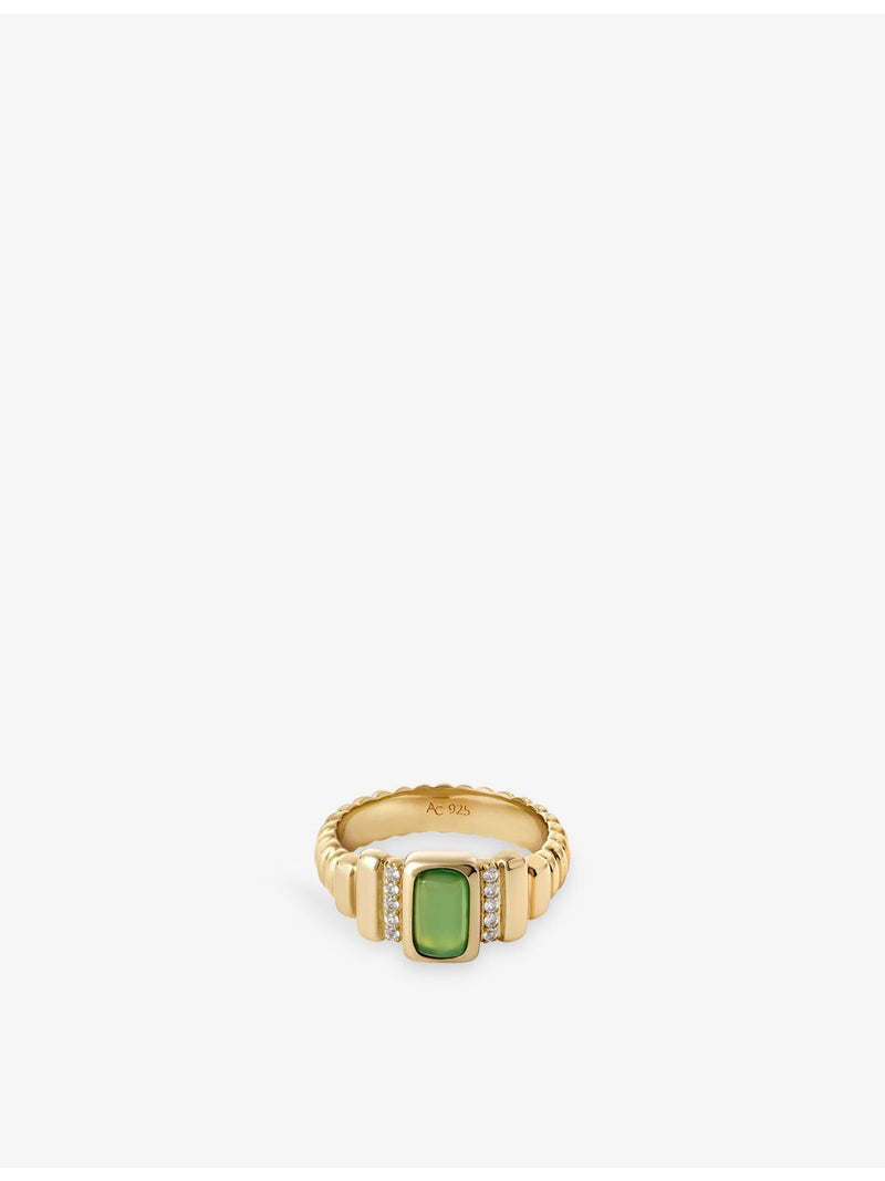 Astley Clarke yellow-gold plated sterling silver chalcedony ring, imported from the UK