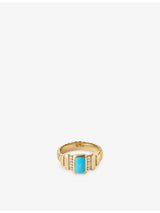 selfridges Astley Clarke Aurora Ridge 18ct Yellow-Gold Plated Sterling-Silver and Turquoise Ring- Buy online at McGrocer