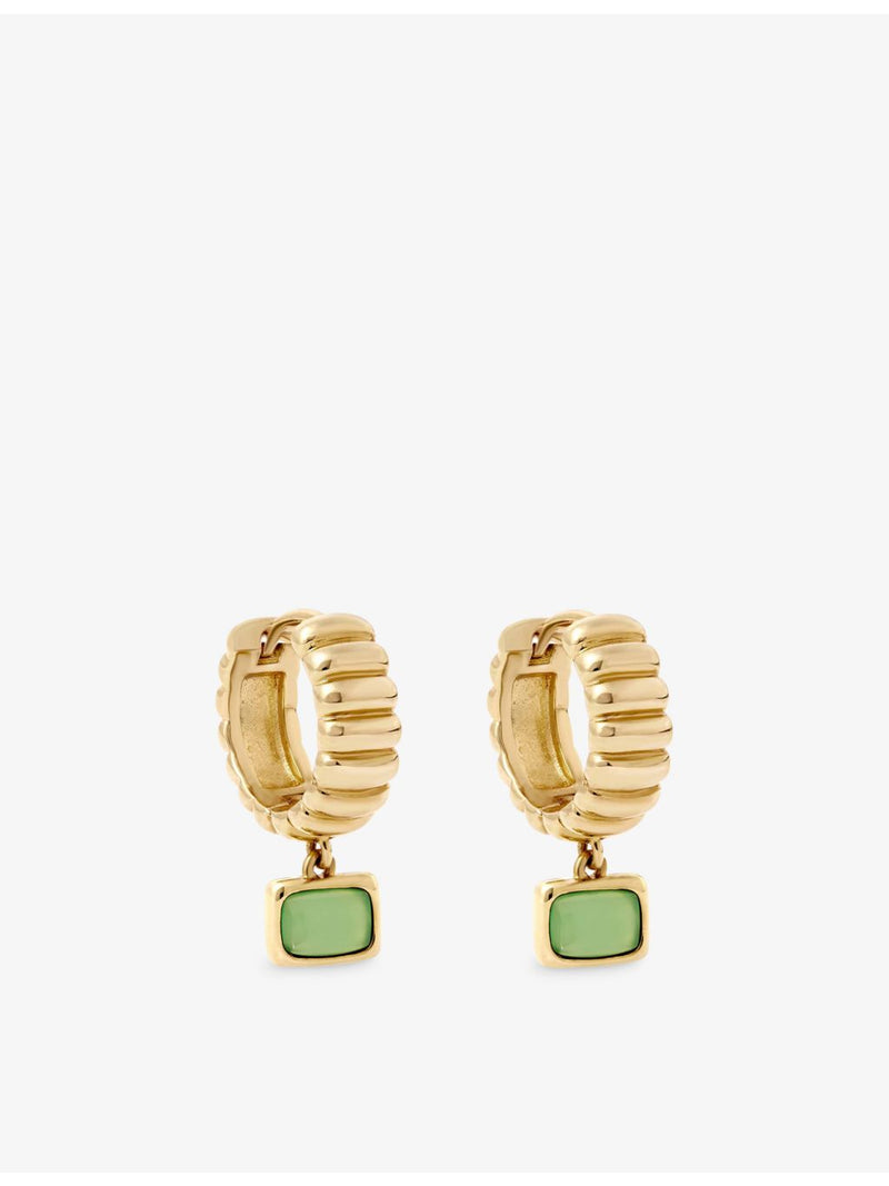 Astley Clarke green chalcedony drop huggie earrings 18ct gold plated (British brand)
