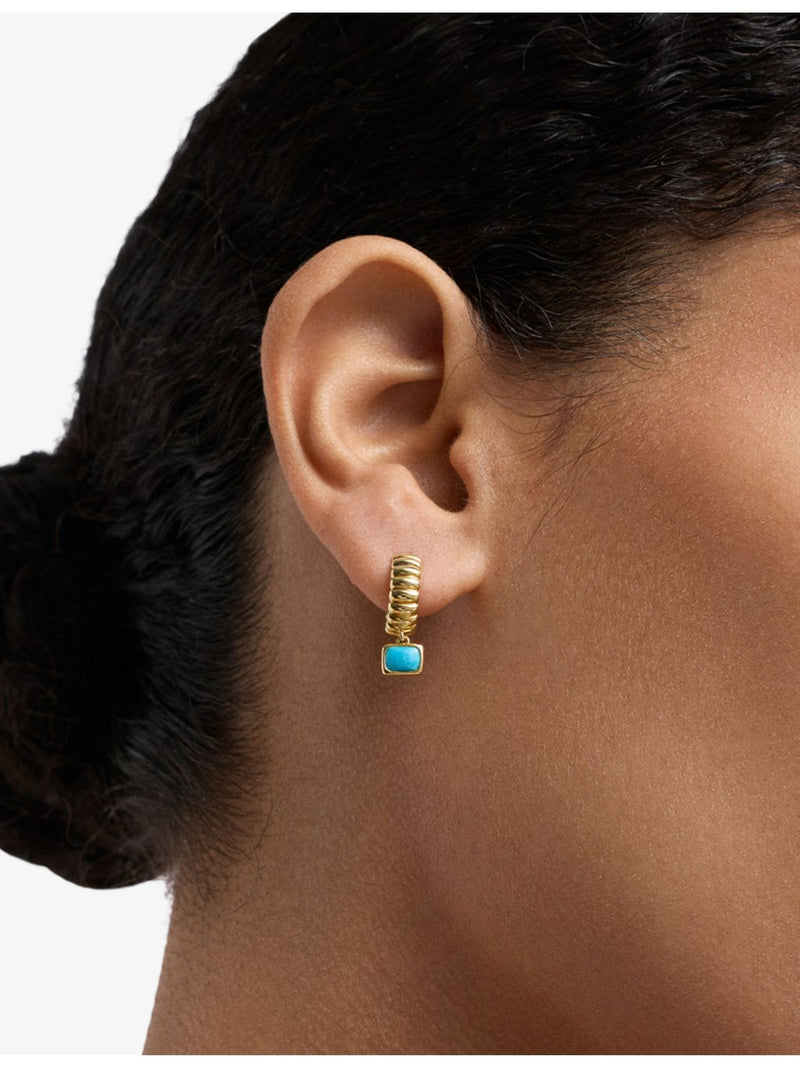 Astley Clarke turquoise drop huggie earrings gold-plated sterling silver (British brand)
