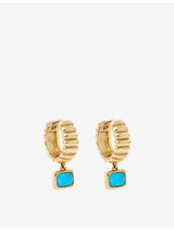 selfridges Astley Clarke Aurora Ridge 18ct Yellow-Gold Plated Sterling-Silver and Turquoise Drop Huggie Earrings- Buy online at McGrocer