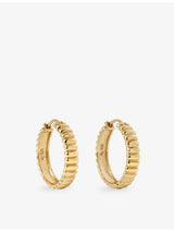 selfridges Astley Clarke Aurora Ridge 18ct Yellow-Gold Plated Sterling-Silver Hoop Earrings, 20mm- Buy online at McGrocer