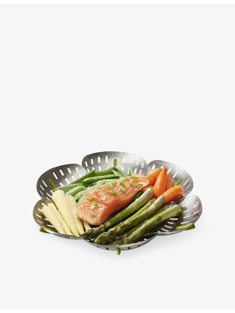 Joseph Joseph folding stainless-steel steamer basket, imported from the UK