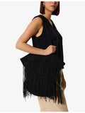 Whistles fringed crochet tote bag with braided straps (British brand)