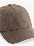 Sunspel panelled linen cap with curved brim, imported from the UK