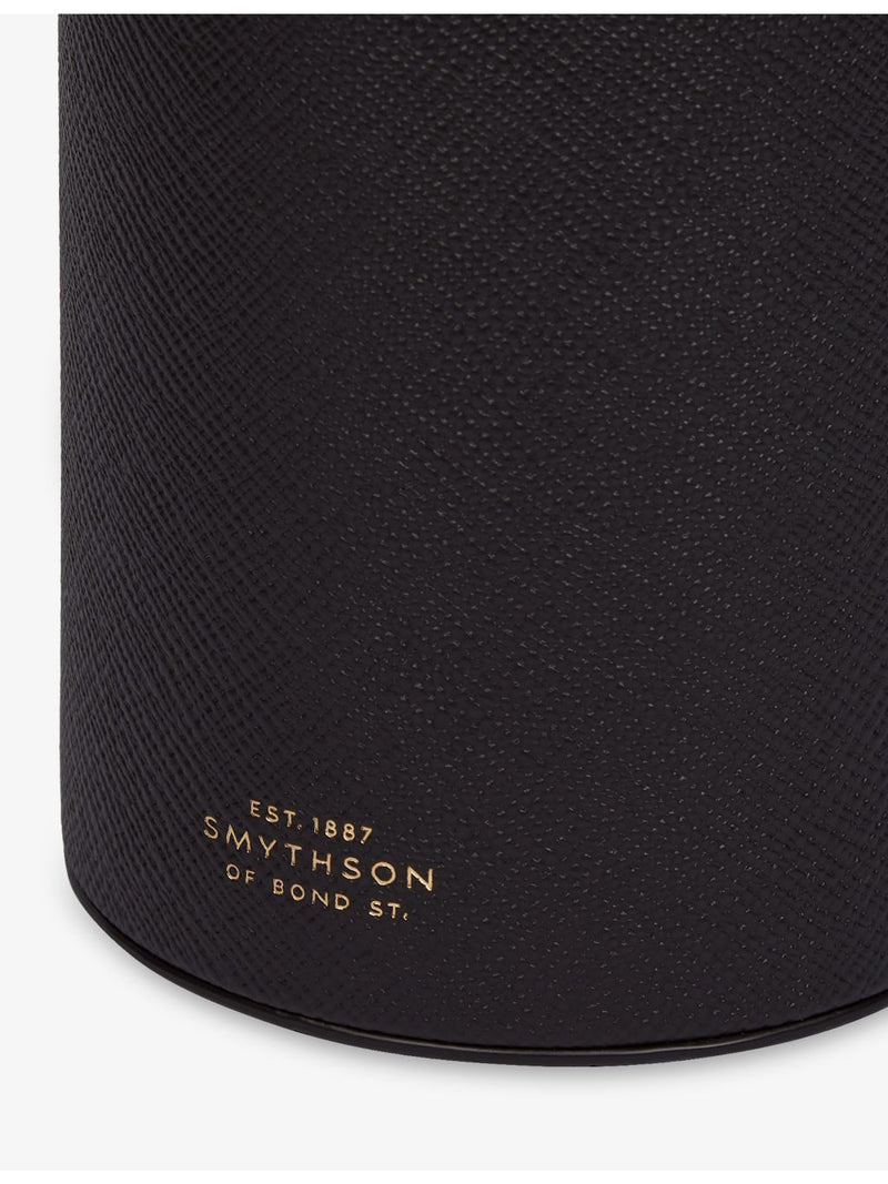 Smythson Panama leather wine tote with stackable cups - British product