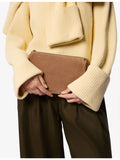 Whistles suede clutch bag with gold-tone hardware (British brand)