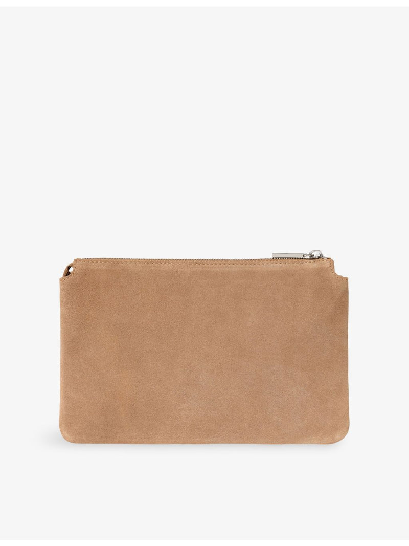 Whistles suede clutch bag with gold-tone hardware (British brand)
