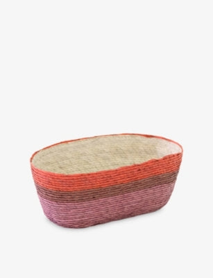 Makaua Oval Colour-Block Woven Basket 25cm