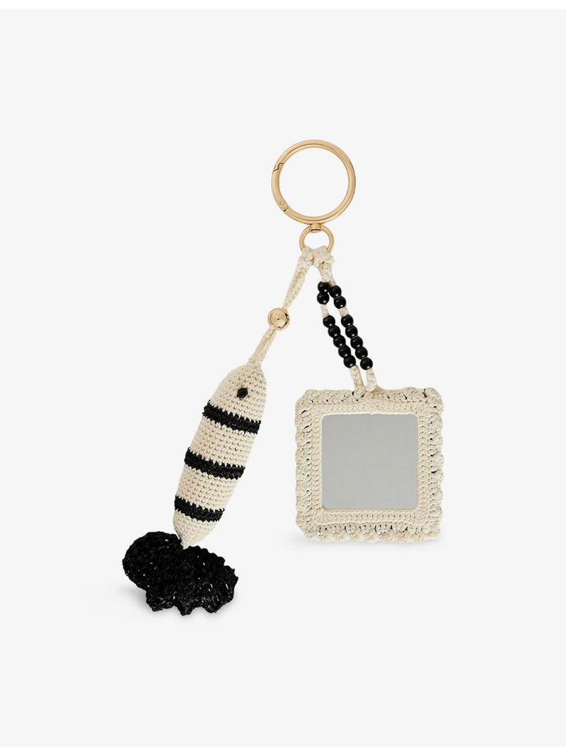 Sandro handmade crochet keyring fish motif gold-tone hardware, UK version