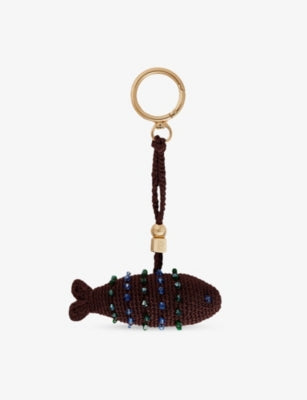 Sandro fish handmade crochet keyring gold-tone hardware - British product