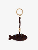 Sandro fish handmade crochet keyring gold-tone hardware - British product