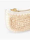 Claudie Pierlot curved raffia purse with leather trim, imported from the UK