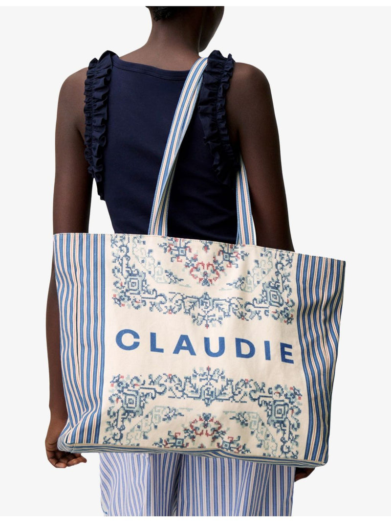 Claudie Pierlot oversized cotton tote bag with floral embroidery (British brand)