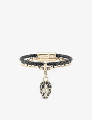 Bvlgari Serpenti Forever leather bracelet with gold-plated brass, imported from the UK