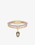 Bvlgari Serpenti Forever Leather and Gold-Plated Brass Bracelet 16.5cm
