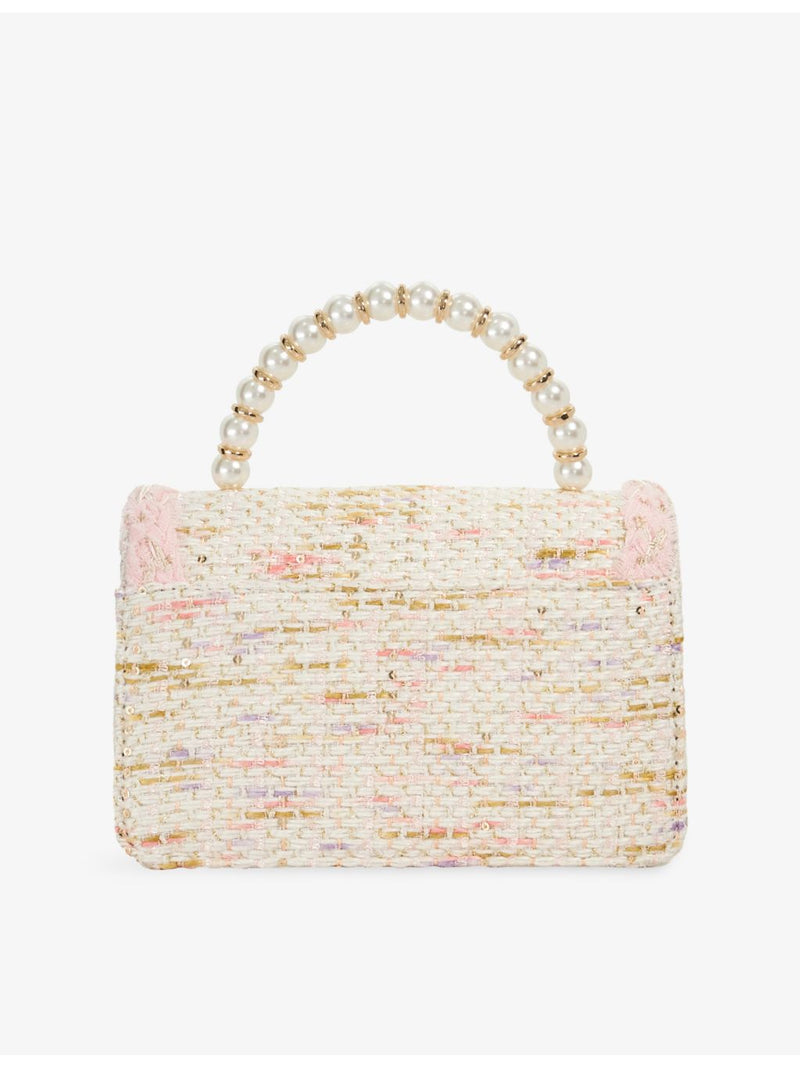 Dune woven top-handle bag with floral embellishments - British product