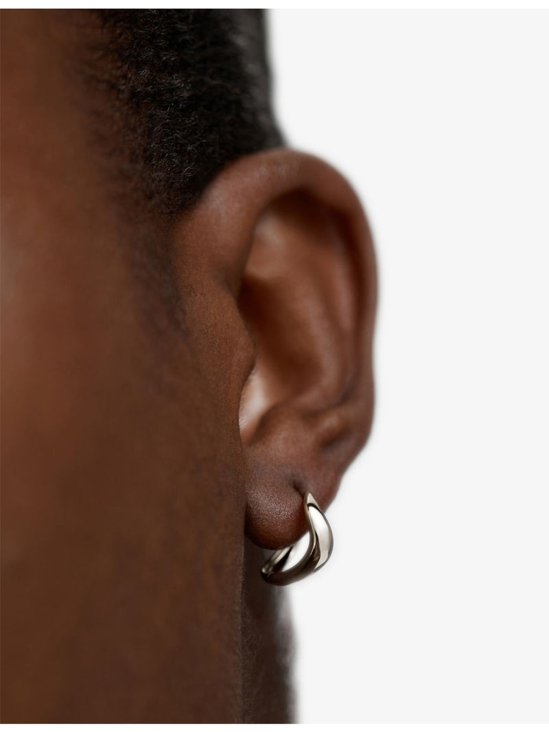 Monica Vinader Swirl sterling silver huggie earrings, UK version