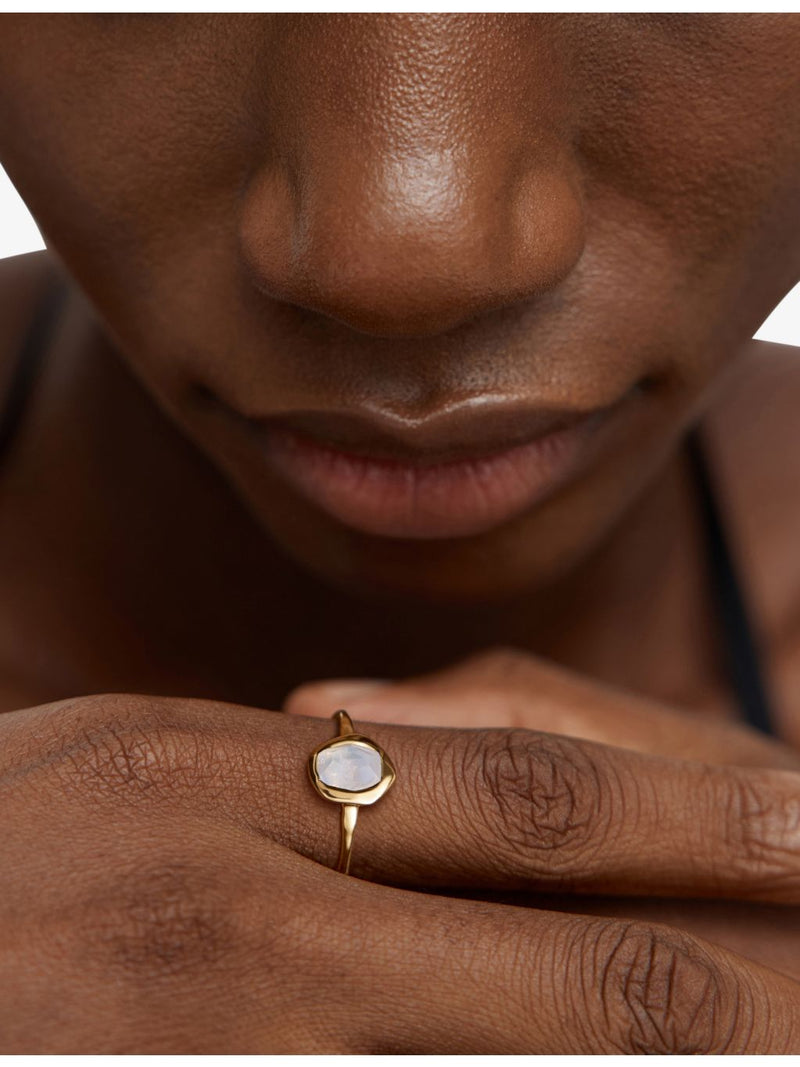 Monica Vinader moonstone ring 18ct gold vermeil sterling silver - British product
