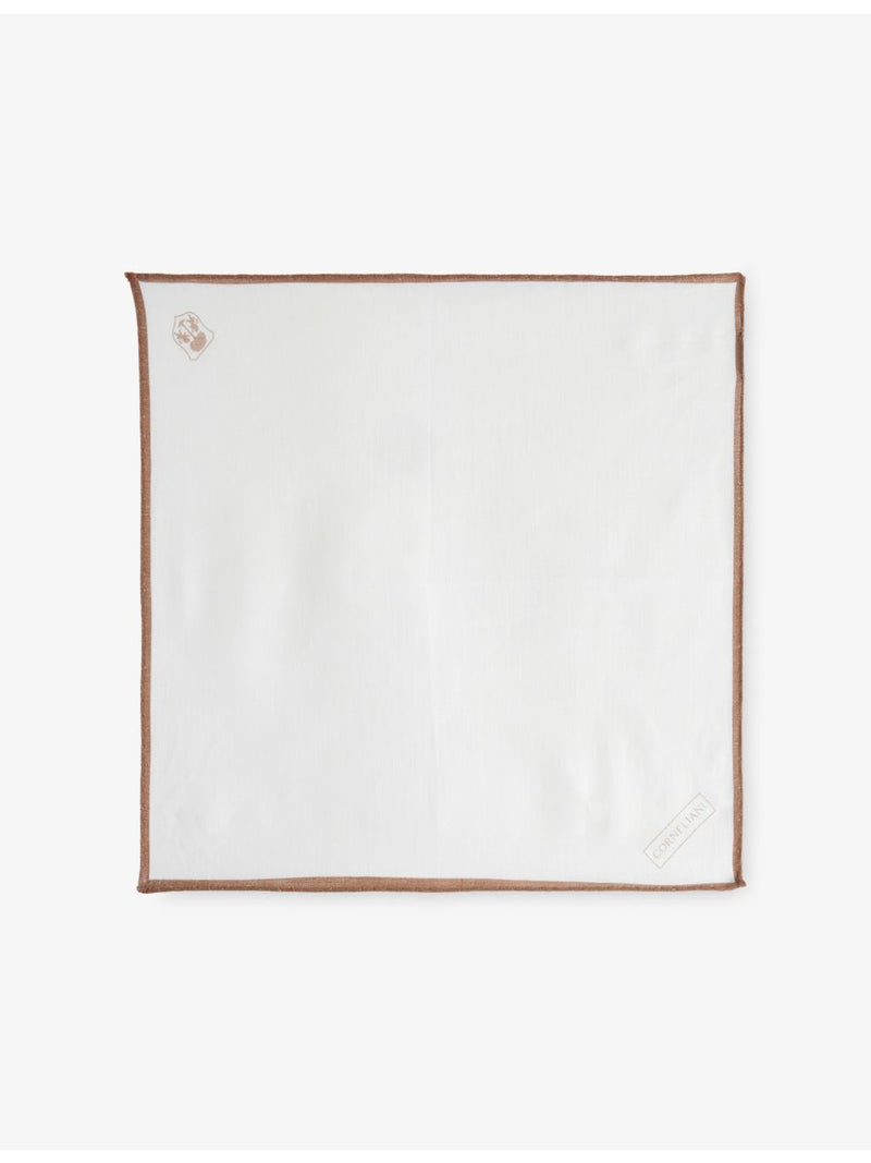 Corneliani linen pocket square stripe-trim 33cm, imported from the UK