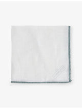 selfridges Corneliani Striped-Trim Linen Pocket Square 33cm x 33cm- Buy online at McGrocer