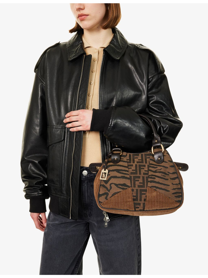 Fendi Zucca zebra print canvas top-handle bag - British product