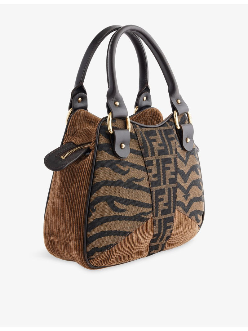Fendi Zucca zebra print canvas top-handle bag - British product