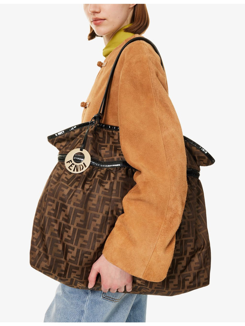 Fendi Zucca canvas tote bag with leather trim, pre-loved - British product