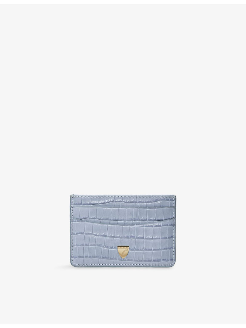 Aspinal of London slim crocodile-embossed leather card holder - British product
