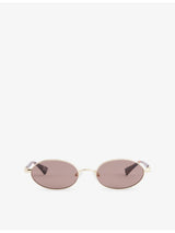 selfridges Le Specs Icicle Oval-Frame Metal Sunglasses- Buy online at McGrocer