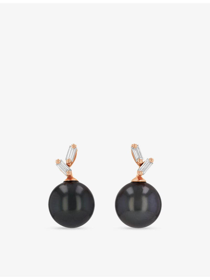 Suzanne Kalan 18ct rose gold earrings with pearl and diamonds, UK version
