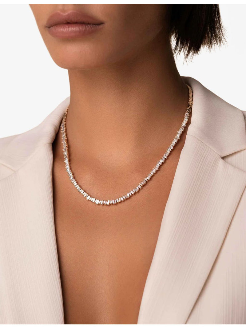 Suzanne Kalan 18ct gold diamond tennis necklace 5.15ct baguette (British brand)