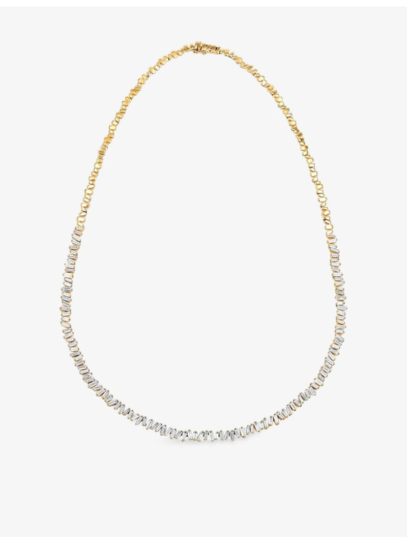 Suzanne Kalan 18ct gold diamond tennis necklace 5.15ct baguette (British brand)
