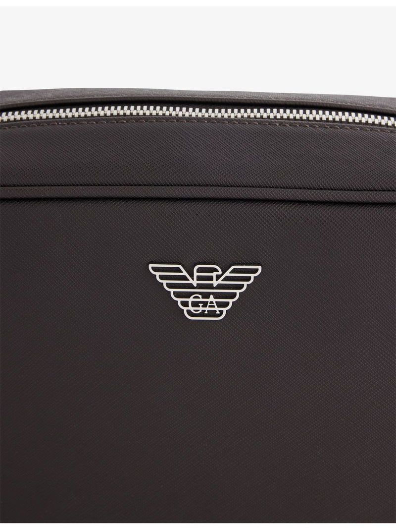 Emporio Armani faux-leather washbag with wristlet, imported from the UK