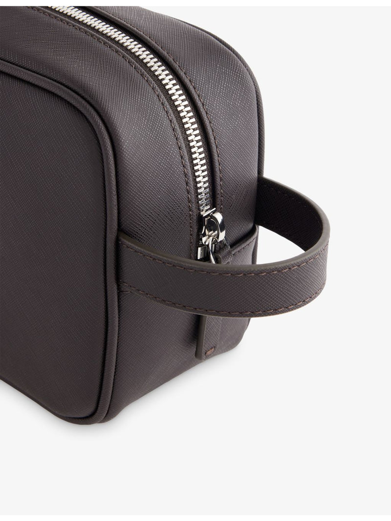 Emporio Armani faux-leather washbag with wristlet, imported from the UK