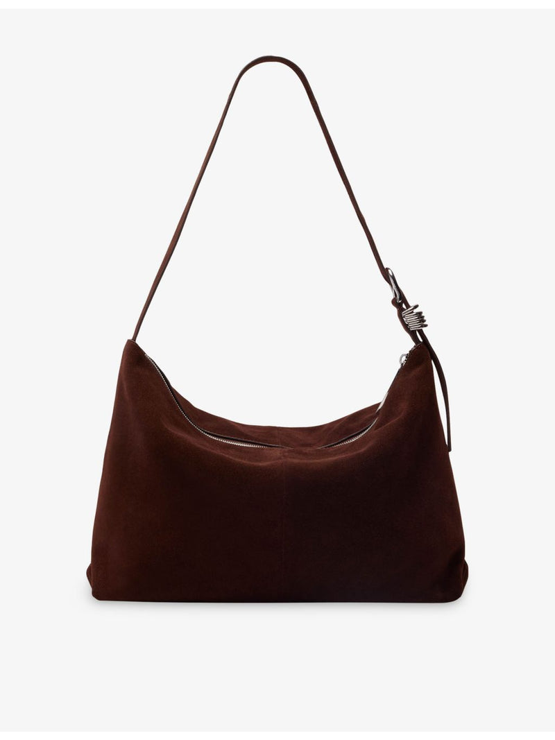 Whistles curved suede shoulder bag, imported from the UK