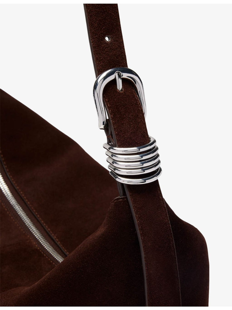 Whistles curved suede shoulder bag, imported from the UK