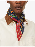 Drake's silk bandana scarf with animal flowers print, imported from the UK