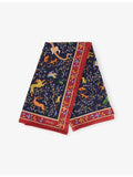 Drake's silk bandana scarf with animal flowers print, imported from the UK