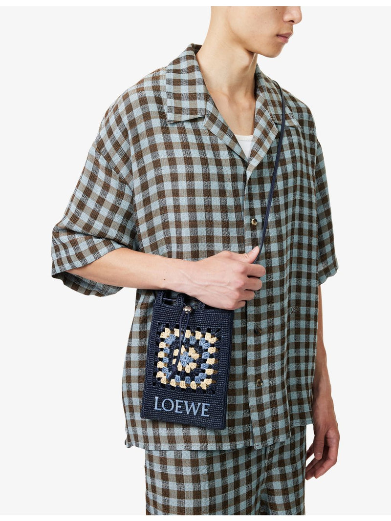 Loewe embroidered raffia pouch bag 21cm - British product