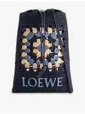 Loewe embroidered raffia pouch bag 21cm - British product