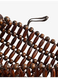 STAUD Coronado beaded shoulder bag with leather trims, imported from the UK