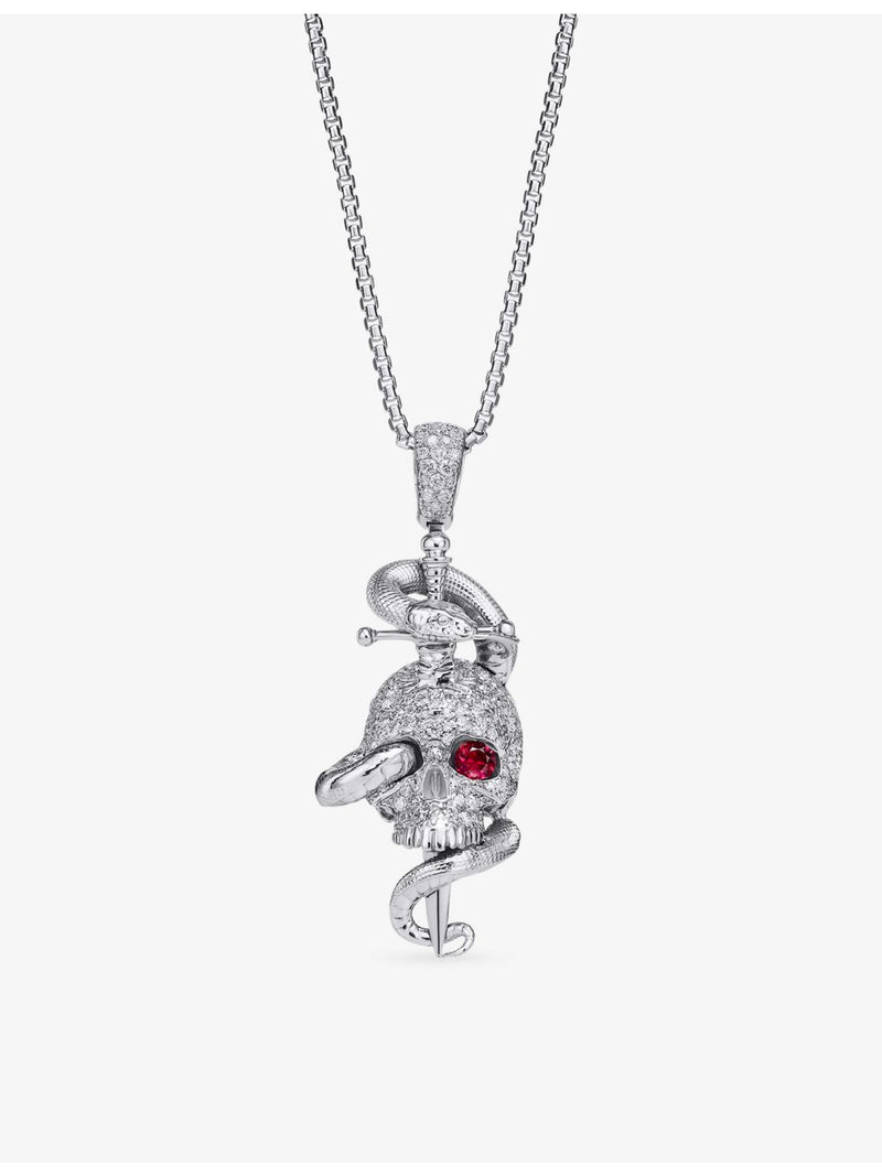 Alex Moss 14ct white gold Burmese red ruby diamond pendant, UK version