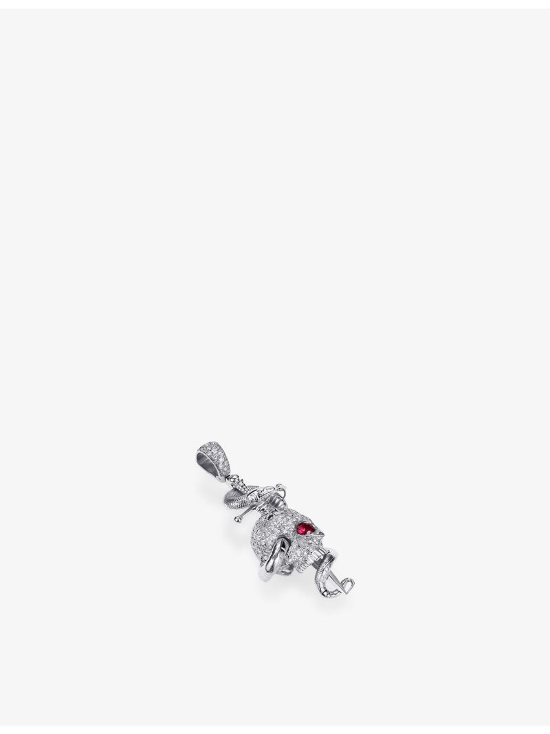 Alex Moss 14ct white gold Burmese red ruby diamond pendant, UK version