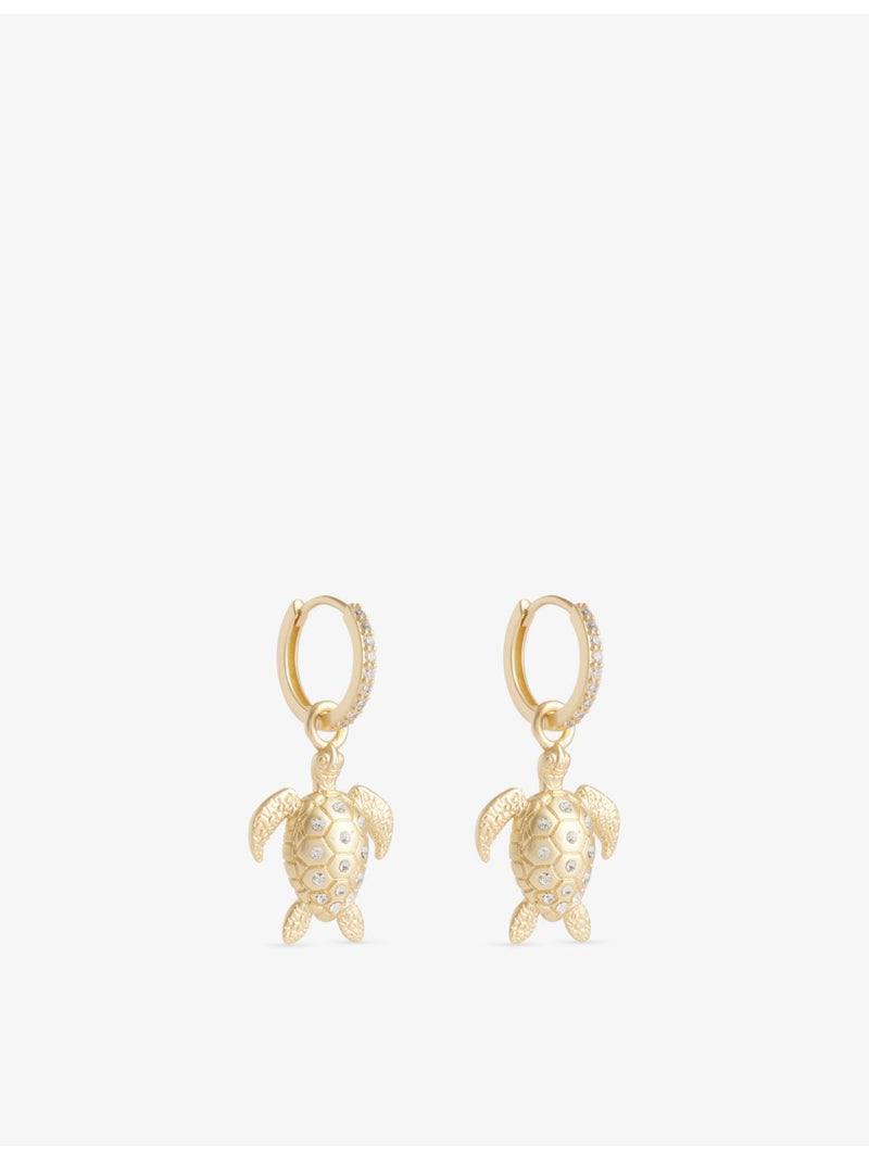 Oceanus sea turtle drop hoop earrings with cubic zirconia, UK version