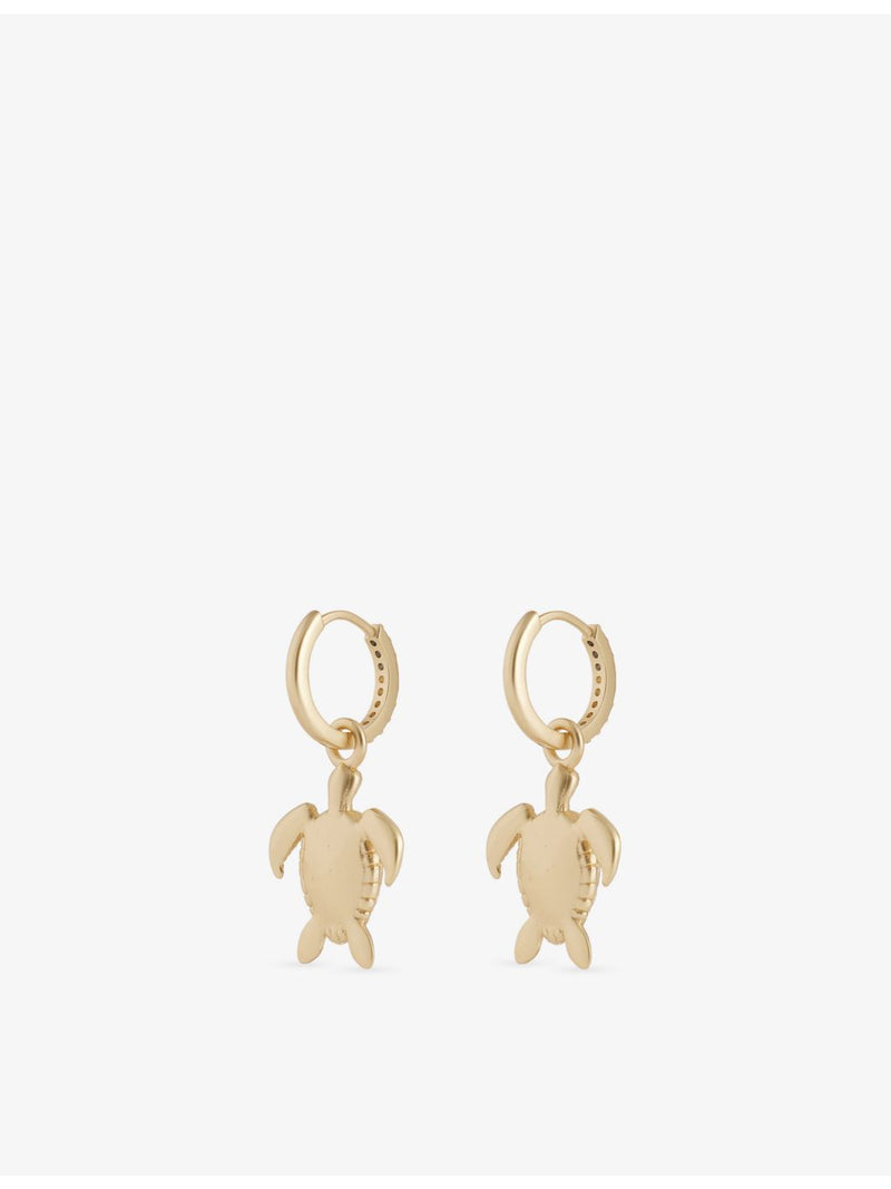 Oceanus sea turtle drop hoop earrings with cubic zirconia, UK version