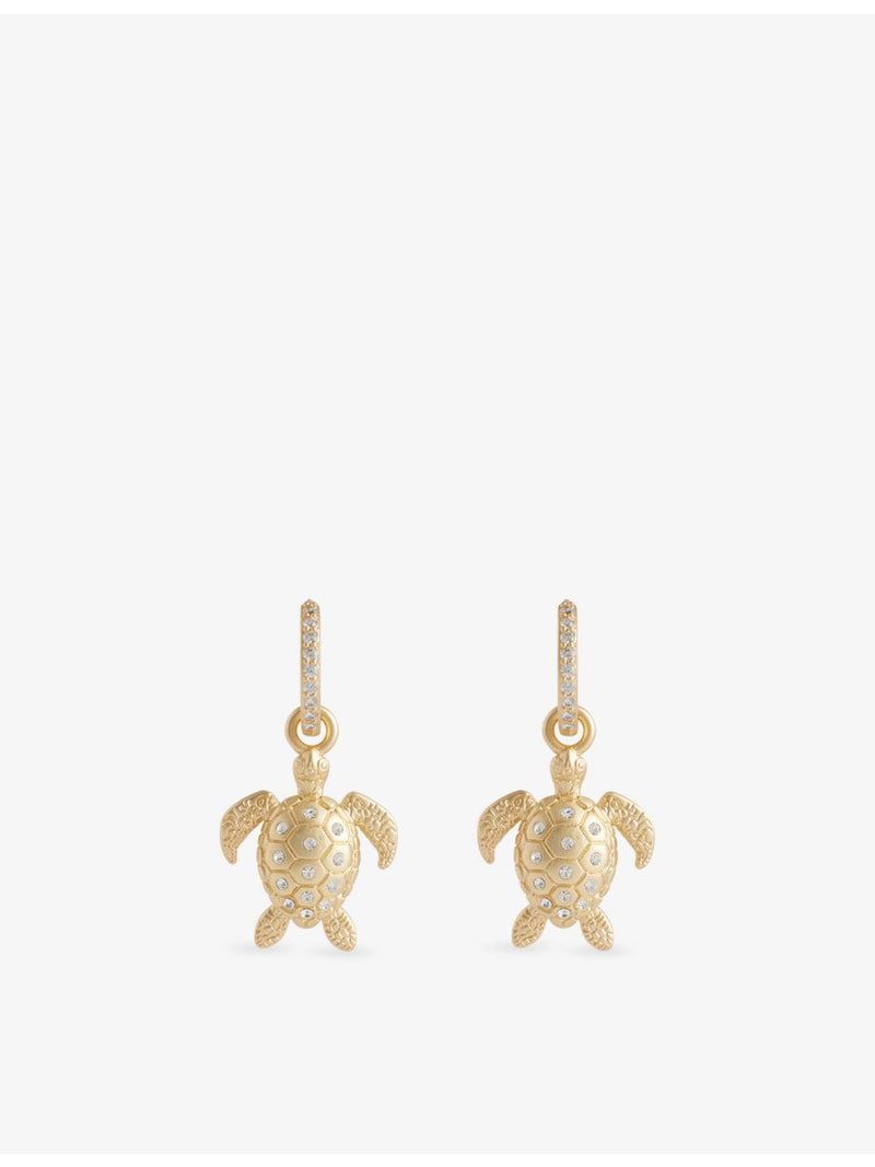 Oceanus sea turtle drop hoop earrings with cubic zirconia, UK version
