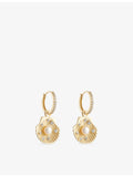 Oceanus seashell pearl drop hoop earrings 3cm - British product